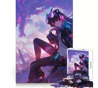 Rompecabezas de 1000 Piezas de Chica Anime con dragón para Adultos Ideal para Mentes ágiles y fáciles de Usar Ajuste Firme Regalo Festivo (38x26cm)
