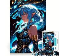Rompecabezas de 1000 Piezas de Chica Anime con dragón para Adultos Juego de Memoria Cerebral Encaje Huecos Actividad Relajante para un Descanso Mental (38x52cm)