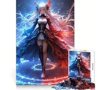 Rompecabezas de 1000 Piezas de Chica Anime con Fuego y Hielo para Adultos Ideal para Mentes ágiles y fáciles de Usar Ajuste Firme Regalo Festivo (38x26cm)