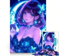 Rompecabezas de 1000 Piezas de Chica Anime con Gato y Mariposas para Adolescentes Juego de Memoria Mental Cierre Seguro sin Piezas Sueltas Ideal para Viajar Juego para ejercitar