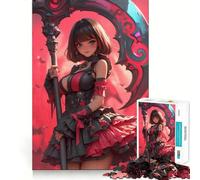 Rompecabezas de 1000 Piezas de Chica Anime con guadaña,Juego,Arte de Corte preciso,Rompecabezas,Regalo,diversión para el Tiempo Libre,decoración navideña para la Pared (50x75cm)