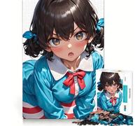 Rompecabezas de 1000 Piezas de Chica Anime con Lazo Azul para Adolescentes Diversión Que estimula la Mente Ajuste Espacios Entretenimiento cautivador para Interiores acogedores (38x52cm)