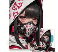 Rompecabezas de 1000 Piezas de Chica Anime con máscara de Gas para Adolescentes Juego de Memoria Mental Cierre Seguro sin Piezas Sueltas Ideal para Viajar Juego para ejercitar la Mente
