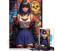 Rompecabezas de 1000 Piezas de Chica Anime con Ojos morados,Juego de Bordes sin Costuras,Juego Divertido para ejercitar la Mente,Entretenimiento para el Tiempo Libre,Regalo de Arte navideño 38x52cm