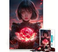 Rompecabezas de 1000 Piezas de Chica Anime con orbe de Fuego para Adolescentes Entrenamiento de Memoria Diversión,conexión Limpia y sin interrupciones Actividad grupal Relajante para Interiores