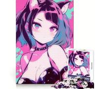 Rompecabezas de 1000 Piezas de Chica Anime con Orejas de Gato para Adultos para Mentes ágiles Fácil de Usar Ajuste Firme Regalo Festivo (38x52cm)