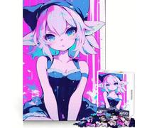 Rompecabezas de 1000 Piezas de Chica Anime con Orejas de Gato para Adultos para Mentes ágiles Fácil de Usar Ajuste Firme Regalo Festivo (38x26cm)