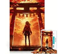 Rompecabezas de 1000 Piezas de Chica Anime con Puerta Torii para Adolescentes, Juguete de razonamiento y Habilidad, Tranquilo, calmado, Corte Exacto, Sorpresa navideña 50x75cm