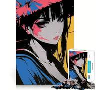 Rompecabezas de 1000 Piezas de Chica Anime con Rosa y Azul para Adolescentes Juego Que estimula el Cerebro Encaje Huecos Actividad Relajante para Grupos en Interiores (38x26cm)