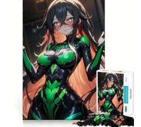 Rompecabezas de 1000 Piezas de Chica Anime con Traje Verde Juego de Habilidad Mental Ajuste Estable Sin Piezas Sueltas Un pasatiempo Divertido para Fines de Semana Largos (38x52cm)