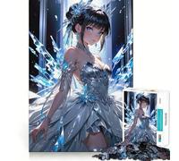 Rompecabezas de 1000 Piezas de Chica Anime con Vestido de Cristal para Adolescentes Juego de Memoria Mental Cierre Seguro sin Piezas Sueltas Ideal para Viajar Juego para ejercitar