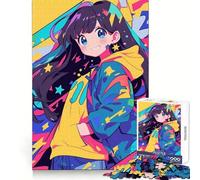 Rompecabezas de 1000 Piezas de Chica Anime en Colores neón para Adolescentes Entrenamiento de concentración, Escape Tranquilo, unión Perfecta, Regalo considerado (50x75cm)
