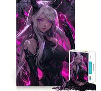 Rompecabezas de 1000 Piezas de Chica Anime neón Rosa para Adolescentes, Juguete de Tren lógico, luz Relajante, Corte Suave, decoración de Pared (50x75cm)