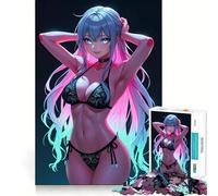 Rompecabezas de 1000 Piezas de Chica Anime neón Sexy en Bikini para Adultos, Juguete de lógica Pura, diversión Relajante, Corte preciso, Regalo increíble 50x75cm