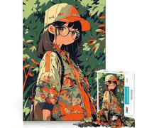 Rompecabezas de 1000 Piezas de Chica Anime Nerd en la Jungla para Adultos Rompecabezas Que Ayuda a Mejorar la Memoria Divertido y Relajante Bordes limpios Artículo de Deseo de Papá Noel (50x75cm)