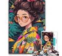 Rompecabezas de 1000 Piezas de Chica Anime Nerd en la Jungla Una Obra de Arte Regalo para niños a Partir de 14 años 50x75cm