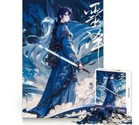 Rompecabezas de 1000 Piezas de Chica Anime Ninja Azul Hielo para Adultos Mejora la Memoria Tiempo Libre Divertido Arte Cortado con láser (38x52cm)
