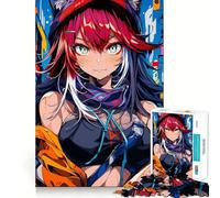 Rompecabezas de 1000 Piezas de Chica Anime Pelirroja de Ciudad para Adultos Ayuda a Mejorar la Memoria y Calma la Mente Diseño, Montaje y Regalo Creativo (38x52cm)
