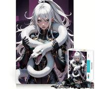 Rompecabezas de 1000 Piezas de Chica Anime Serpiente Blanca para Adolescentes Juego Divertido con Encaje Huecos Actividad Nocturna Familiar (50x75cm)