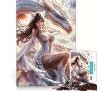 Rompecabezas de 1000 Piezas de Chica Anime y Dragón Blanco para Adultos Juego de ingenio con tecnología Avanzada de Corte láser Un desafío Divertido para Pasar el Tiempo (50x75cm)