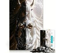 Rompecabezas de 1000 Piezas de Chica Anime Yin Yang con Cuernos para Adultos Juego de Ejercicios de Pensamiento Ajuste Espacios Actividad para Fortalecer los Lazos Familiares (38x26cm)