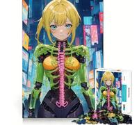 Rompecabezas de 1000 Piezas de Chica cibernética de Anime para Adolescentes,Juego de concentración Mental,Corte de precisión,Bordes Suaves,Juego para Rellenar Calcetines navideños (38x52cm)