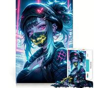 Rompecabezas de 1000 Piezas de Chica Cyberpunk neón para Adolescentes, Juguete de Habilidad, diversión compartida, Corte preciso, decoración de Pared (50x75cm)