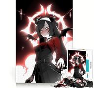 Rompecabezas de 1000 Piezas de Chica Diablo de Anime con Ojos Rojos Diversión para ejercitar la Memoria Bordes Lisos Encaje Forma Divertida de llenar Las Horas vacías (38x26cm)