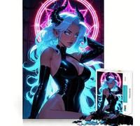 Rompecabezas de 1000 Piezas de Chica Diablo de Anime neón Sexy para Adultos, Regalo de Rompecabezas de lógica Fina, Juguete de Ocio Suave, Borde Limpio, Regalo Encantador 50x75cm