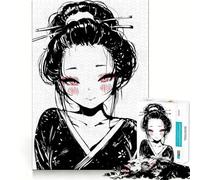 Rompecabezas de 1000 Piezas de Chica Geisha de Anime en Kimono para Adolescentes Diversión para estimular la Mente Manualidad de Corte de Alta precisión Actividad Relajante para desconectar (38x26cm)