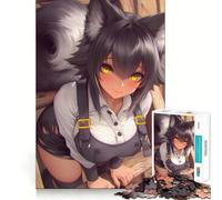 Rompecabezas de 1000 Piezas de Chica Lobo en Escalera,Estilo Anime,para ejercitar la Mente Troquelado de Alta precisión Un pasatiempo Fascinante para los Momentos de Ocio (38x52cm)