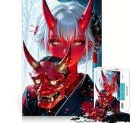 Rompecabezas de 1000 Piezas de Chica Oni con Máscara para Adolescentes Juego Inteligente de Rompecabezas Tiempo de Aprendizaje Imagen para armar Regalo Encantador (38x26cm)