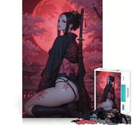 Rompecabezas de 1000 Piezas de Chica samurái Anime con Katana para Adolescentes, Juguete de lógica, Divertido y silencioso, Corte Suave, Regalo Encantador (50x75cm)