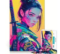 Rompecabezas de 1000 Piezas de Chica samurái Cyberpunk para Adolescentes, Juguete de lógica, Divertido y silencioso, Corte Suave, Regalo Encantador (50x75cm)