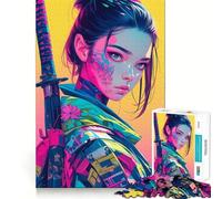 Rompecabezas de 1000 Piezas de Chica samurái Cyberpunk para Adultos, Juguete de lógica Fina, Tiempo Libre, Arte de Bordes limpios, Coleccionable (38x52cm)