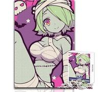 Rompecabezas de 1000 Piezas de Chica Zombi de Anime Kawaii para Halloween, para Adultos, Juego de Aprendizaje de Pensamiento estratégico, Regalo Ideal y significativo para Cualquier Evento,38x52cm