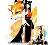 Rompecabezas de 1000 Piezas de Chica Zorro Anime para Adultos,Juego de Memoria Cerebral,Encaje Huecos,Actividad Relajante para la Mente (38x26cm)