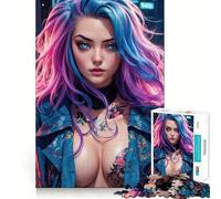 Rompecabezas de 1000 Piezas de Chicas Adolescentes Cyberpunk sexys Que mejoran la Memoria y el Juego Relajante Bordes limpios Artículo de Deseo de Papá Noel 38x26cm