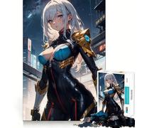 Rompecabezas de 1000 Piezas de Chicas Adolescentes Estilo Anime Cyberpunk Juego de Memoria Mental Cierre Seguro sin Piezas Sueltas Ideal para Viajar Juego para ejercitar la Mente