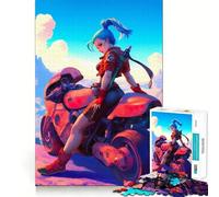 Rompecabezas de 1000 Piezas de Chicas Adolescentes Moteras de Anime Juego de Memoria Mental Cierre Seguro sin Piezas Sueltas Ideal para Viajar Juego para ejercitar la Mente (38x52cm)