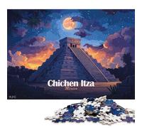 Rompecabezas de 1000 Piezas de Chichén Itzá de Noche para Adultos y Rompecabezas de Madera, Juego Educativo Familiar de 1000 Piezas (75x50cm)