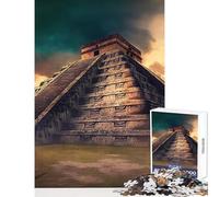Rompecabezas de 1000 Piezas de Chichén Itzá Juguetes antiestrés Regalo de cumpleaños Juego Educativo con póster a Juego y Hoja de Trivia tamaño 50x75cm