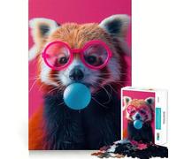 Rompecabezas de 1000 Piezas de Chicle de Panda Rojo para Adultos Ideal para estimular la Memoria, Relajarse y Jugar con Rompecabezas de Corte Suave Regalo de cumpleaños (38x52cm)