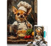 Rompecabezas de 1000 Piezas de Chihuahua cocinando para Adultos, un desafío difícil y antiestrés, Ideal para decoración de Escritorio, 38x26cm
