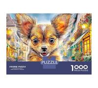 Rompecabezas de 1000 Piezas de Chihuahua, de cartón Grueso y Liso, con diseño Floral de Calle, para Adultos, Arte enmarcable, Actividad para un día lluvioso, 1000 Piezas, 38 x 26 cm/1000 Piezas
