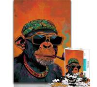Rompecabezas de 1000 Piezas de Chimpancé Fumando: Ejercita tu Cerebro, Juguetes adictivos para Cultivar la Paciencia, Juego de desafío único 75x50cm