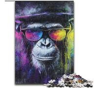 Rompecabezas de 1000 Piezas de chimpancé mágico de Madera, Idea de Regalo navideño, Obra de Arte humorística, tamaño de Obra de Arte Detallada 50x75cm Un Regalo Ideal para Navidad o cumpleaños