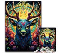 Rompecabezas de 1000 Piezas de Ciervos, Arte psicodélico, Rompecabezas desafiante para Adolescentes, Juego Interactivo Divertido para Toda la Familia, 26x38cm/10,23x14,96 Pulgadas.
