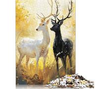 Rompecabezas de 1000 Piezas de Ciervos Contrastantes para Adultos, Ideal para Halloween, decoración única para el hogar y Regalos, 1000 Piezas (75 x 50 cm)
