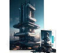 Rompecabezas de 1000 Piezas de Ciudad futurista con Rascacielos para Adolescentes Juguete de lógica sólida, Divertido y Relajante Corte de precisión Artículo de Santa Claus 38x26cm